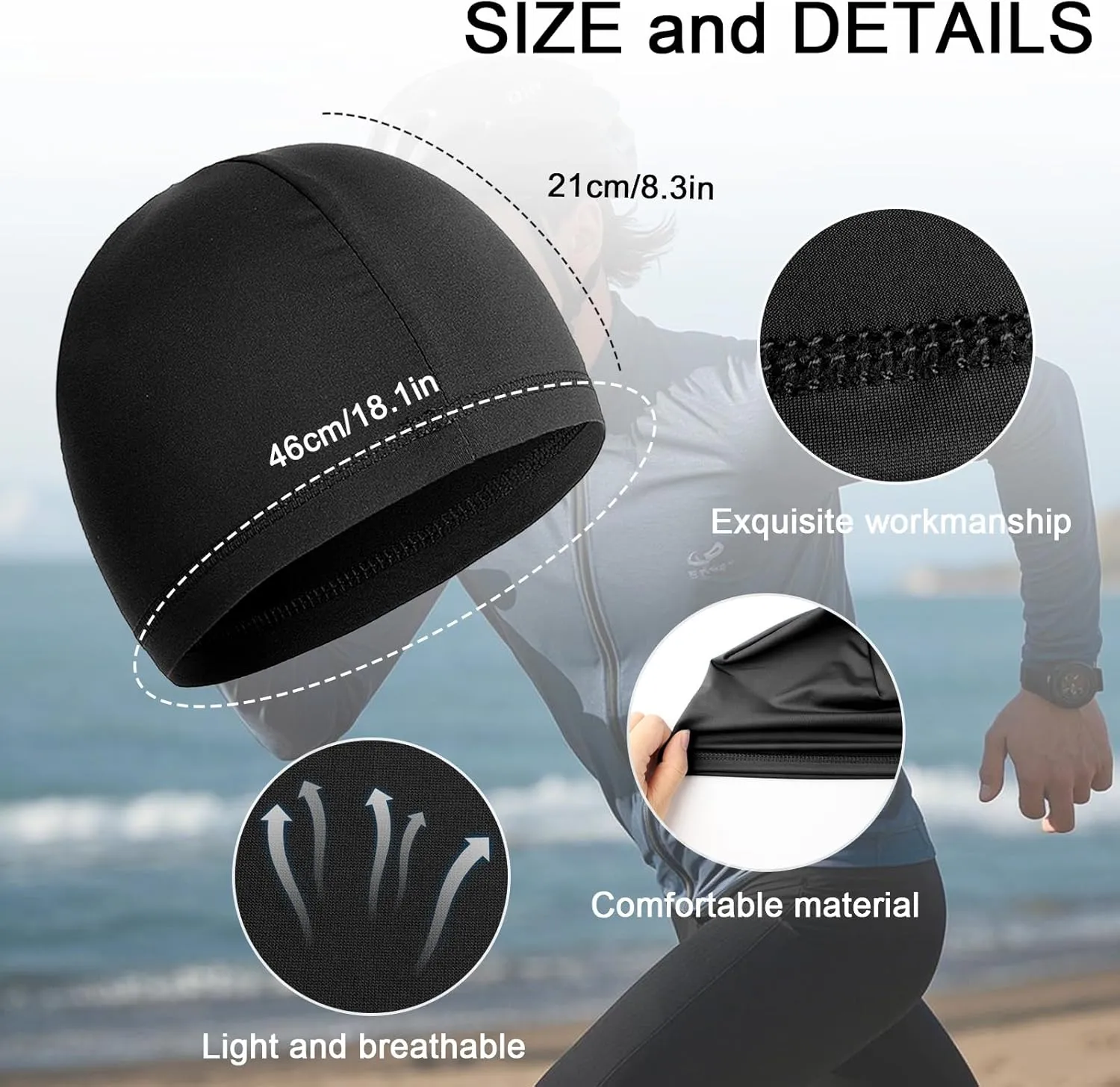 10 Pcs Cooling Skull Caps for Men Cap Welding Helmet Liner Sweat Wicking Head Wrap Bicycle Beanie Cycling Running Hat
