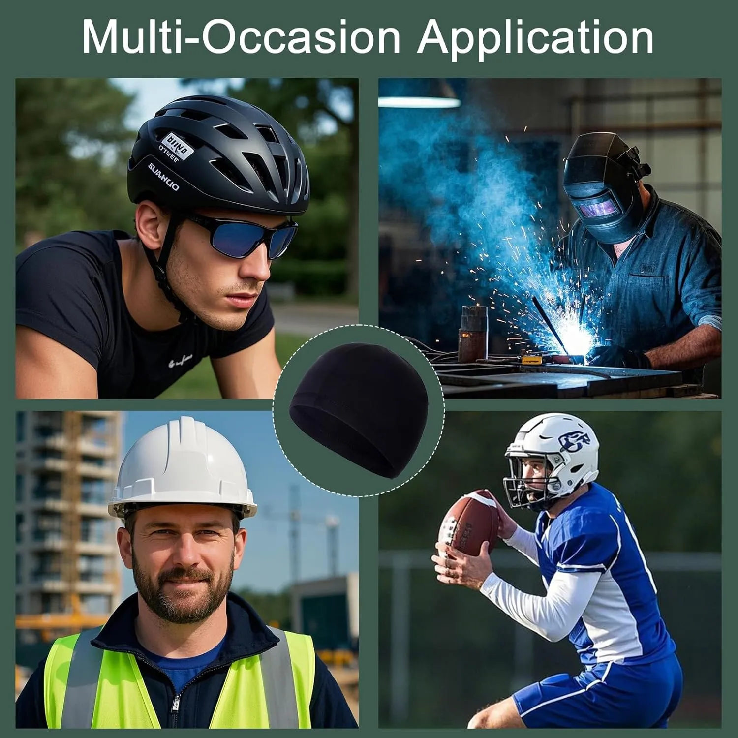 10 Pcs Cooling Skull Caps for Men Cap Welding Helmet Liner Sweat Wicking Head Wrap Bicycle Beanie Cycling Running Hat