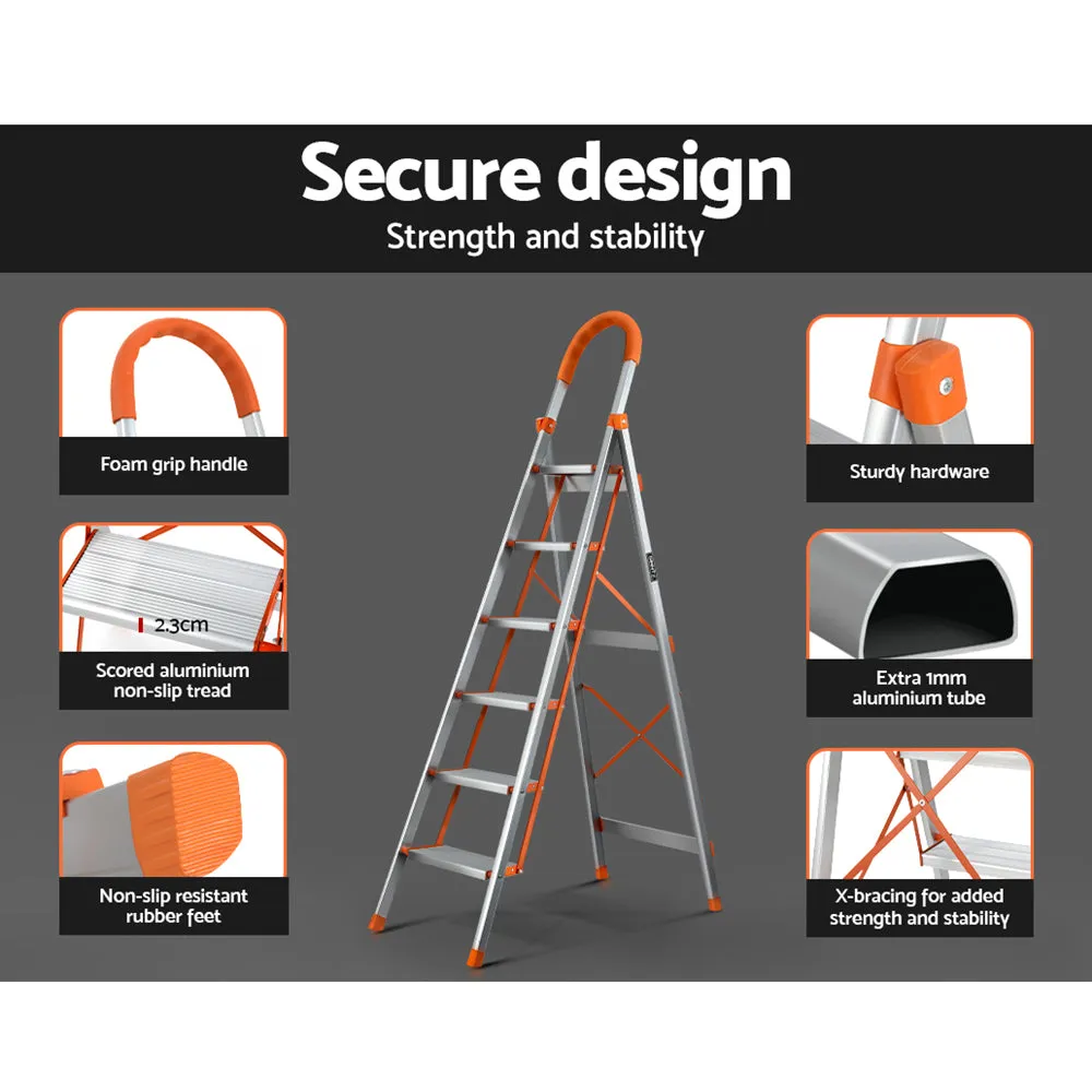 6 Step Ladder Multi-Purpose Folding Aluminium Light Weight Non Slip Platform
