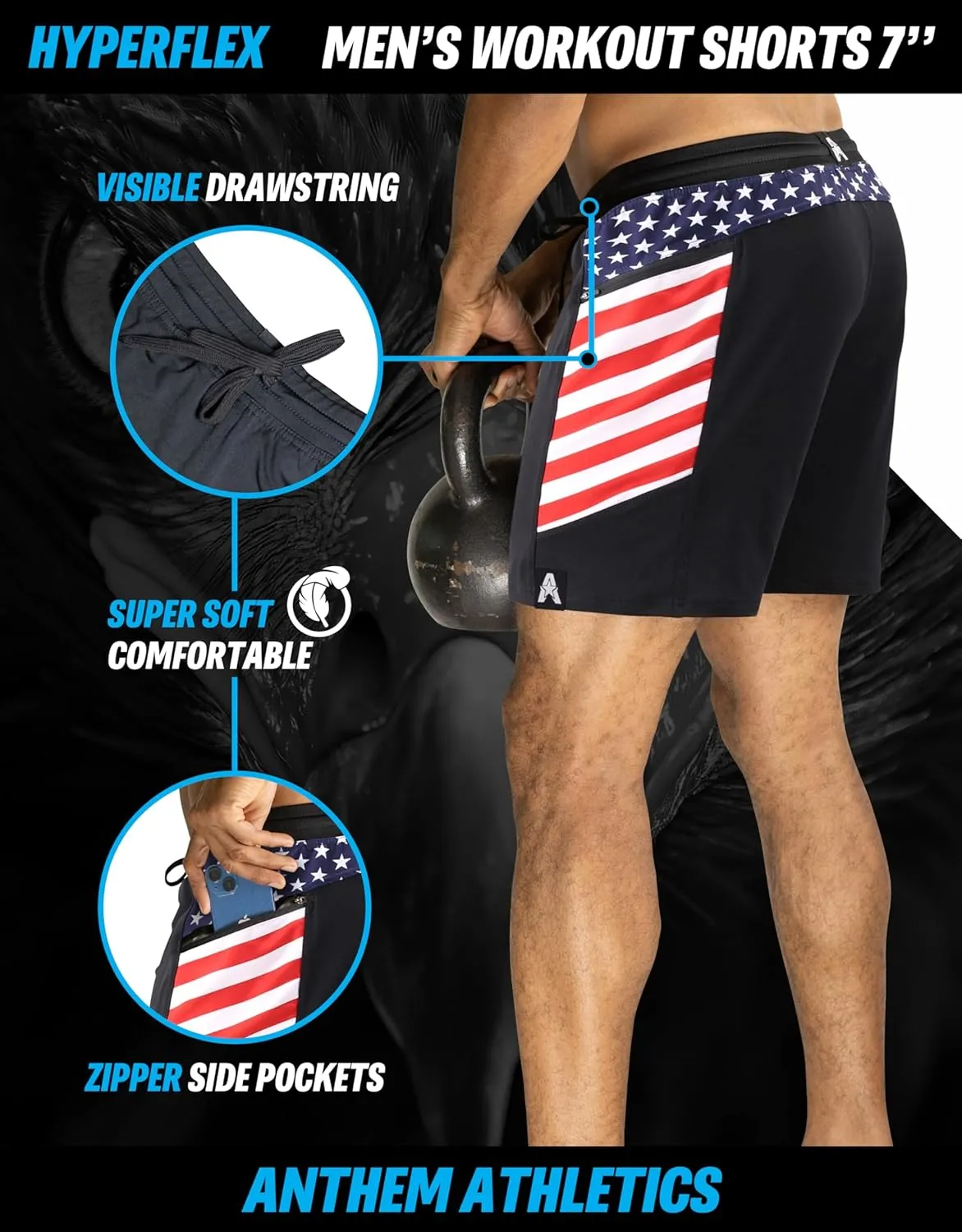 Anthem Athletics Hyperflex Mens Gym Shorts 5" 7" 9" Inseam Workout Athletic Sport Exercise Training Running Shorts for Men