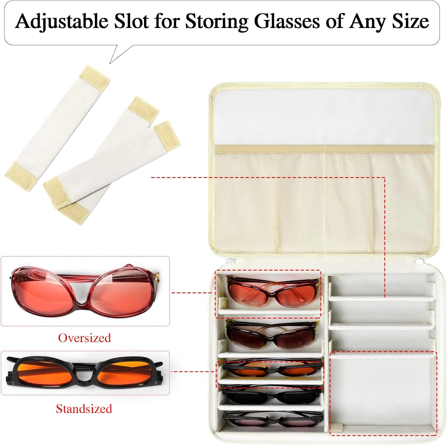 Bukere Sunglasses Organizer Case, Adjustable Slots for Multiple Pairs, Travel Eyeglasses Storage Box, Glasses Holder