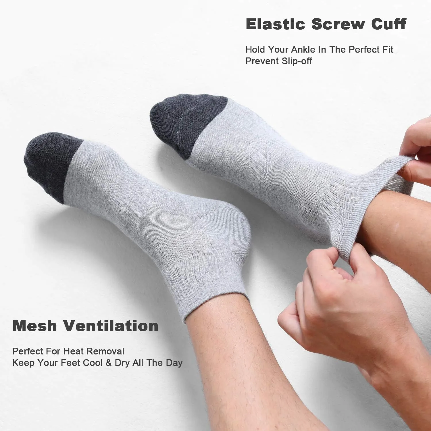 CS CELERSPORT 6 Pack Men's Ankle Socks with Cushion Athletic Running Socks