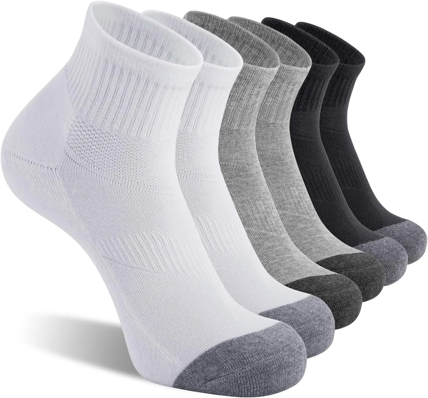 CS CELERSPORT 6 Pack Men's Ankle Socks with Cushion Athletic Running Socks
