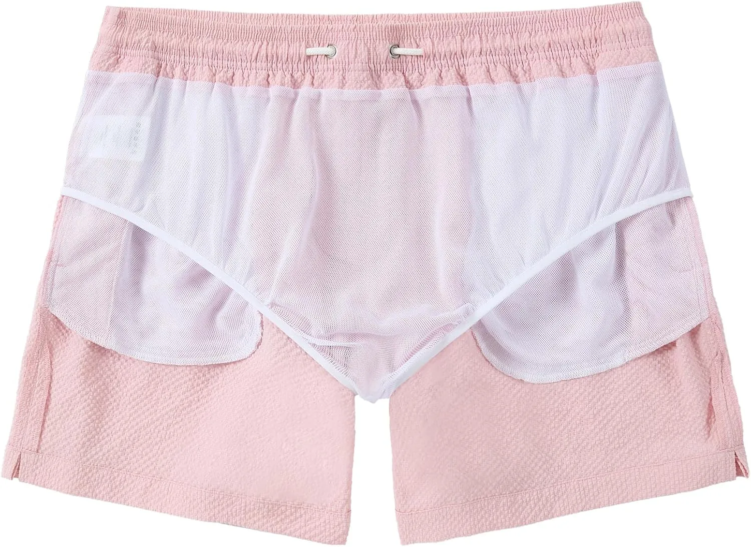 Men's Swim Shorts 5 inch Seersucker Swimming Trunks for Men Beach Shorts