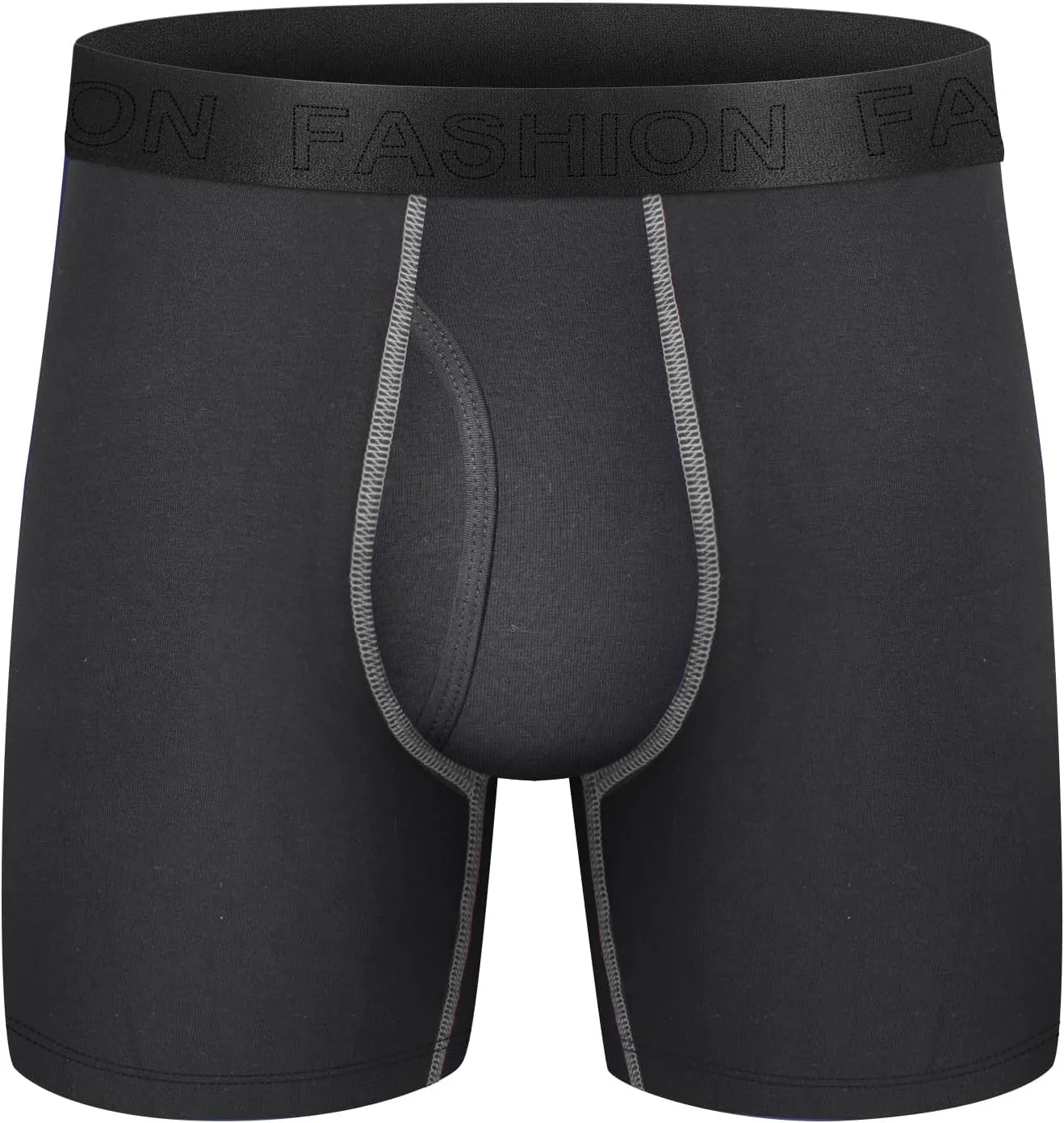 Mens Underwear Cotton Boxer Briefs Comfy Breathable 6" Underwear Tagless Wide Waistband Boxer Briefs Multipack
