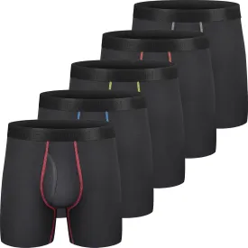 Mens Underwear Cotton Boxer Briefs Comfy Breathable 6" Underwear Tagless Wide Waistband Boxer Briefs Multipack